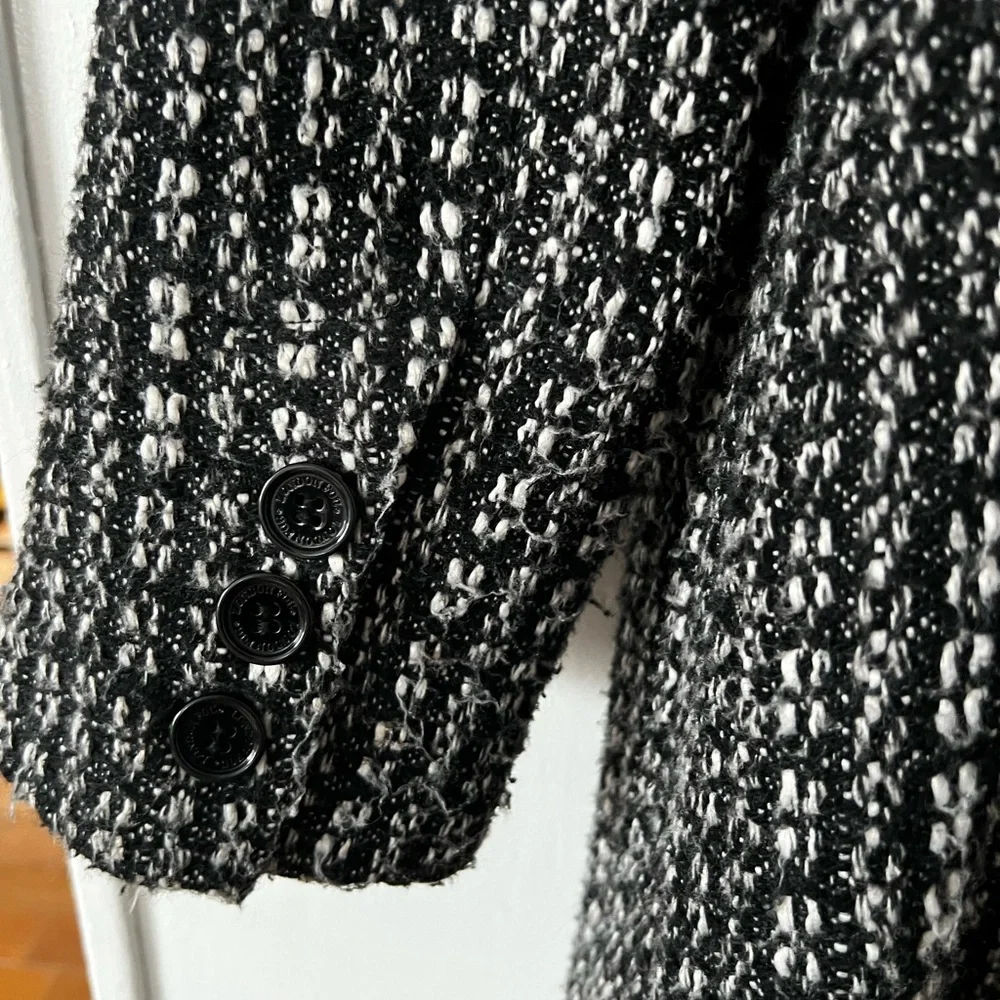 London Fog Women's Textured Black and White Pea Coat - Picture 12 of 13